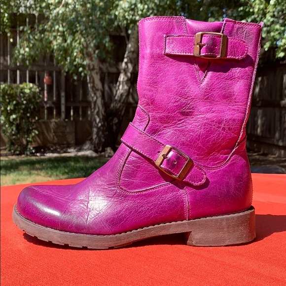 Jafa Shoes - Jafa 2154 Berry Ankle Buckled Boots Size 37